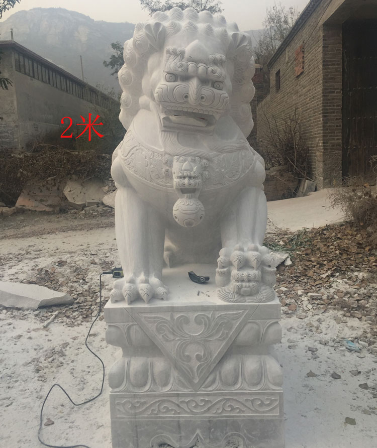 高2米汉白玉石材石雕狮子图(22)